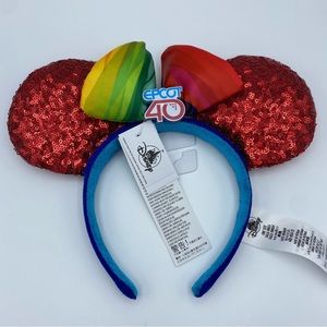 Disney Parks EPCOT 40th Anniversary Sequined
Minnie Mouse Ears Headband New